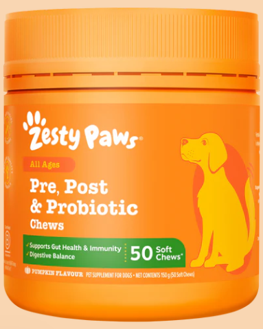 Get 20% discount on Zesty Paws Pre, Post & Probiotic Chews